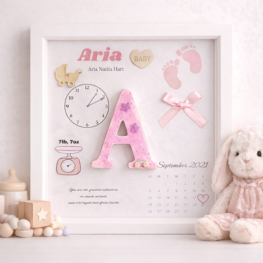 Personalised Baby Girl Birth Keepsake Frame - Image 2