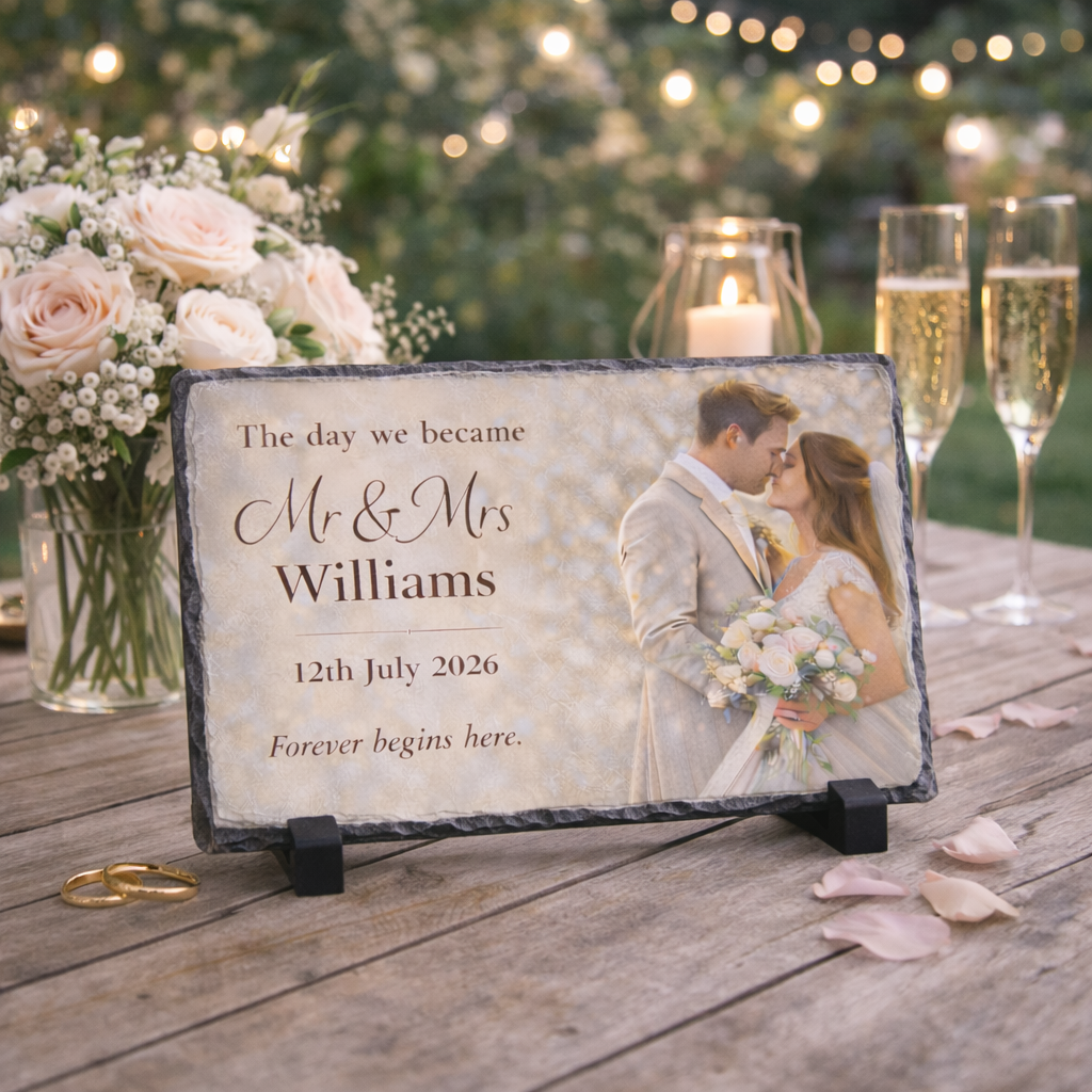 Personalised Wedding Photo Slate – Mr and Mrs Keepsake - Image 3