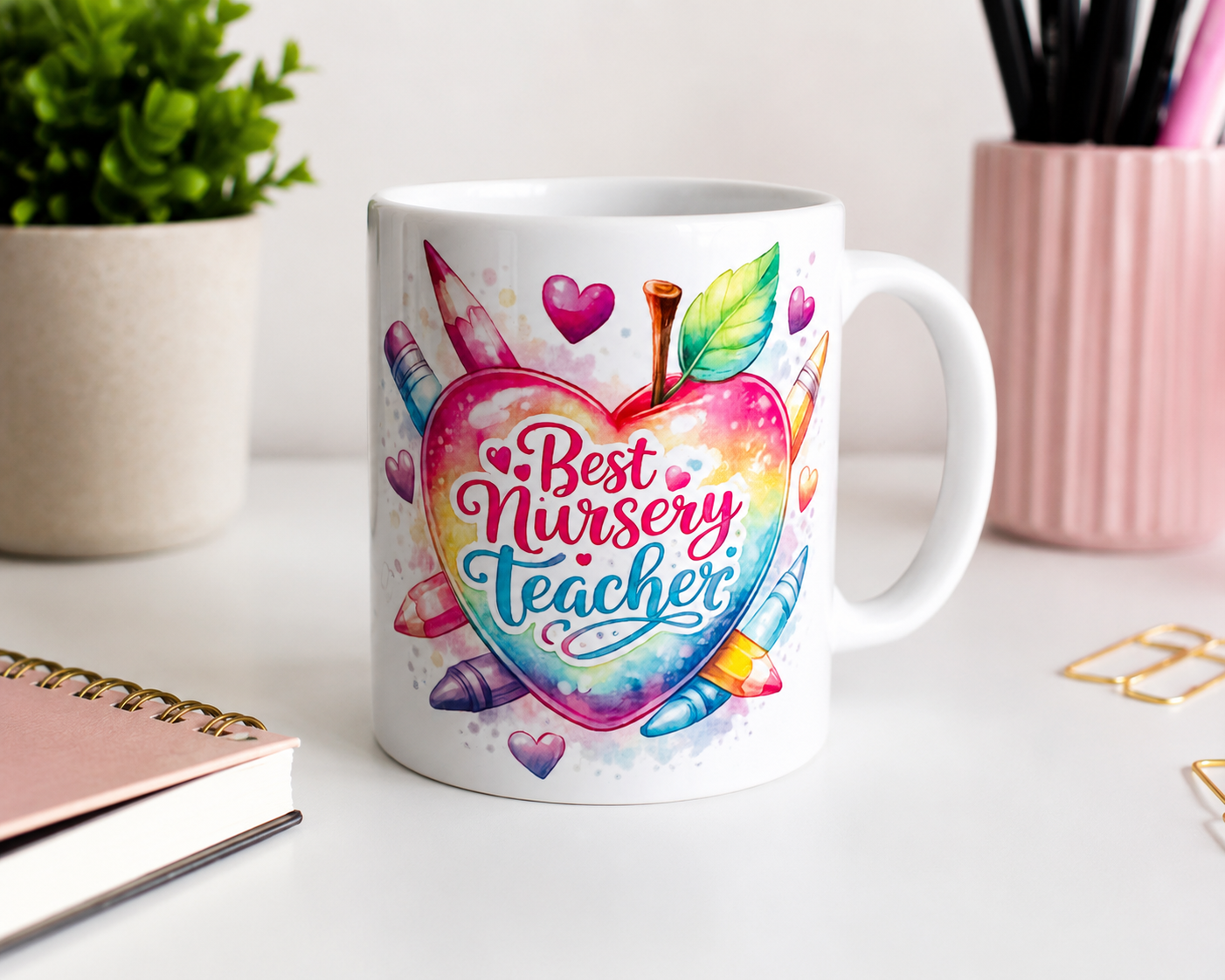 Personalised Best Nursery Teacher Mug – Double-Sided Printed Ceramic Mug - Image 2